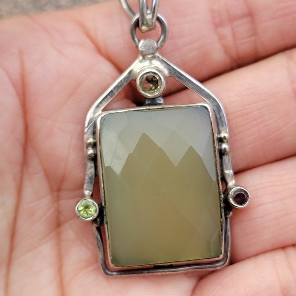 Stunning artisan handmade 925 sterling silver cushion cut chacelodony w/quartz - Picture 6 of 16